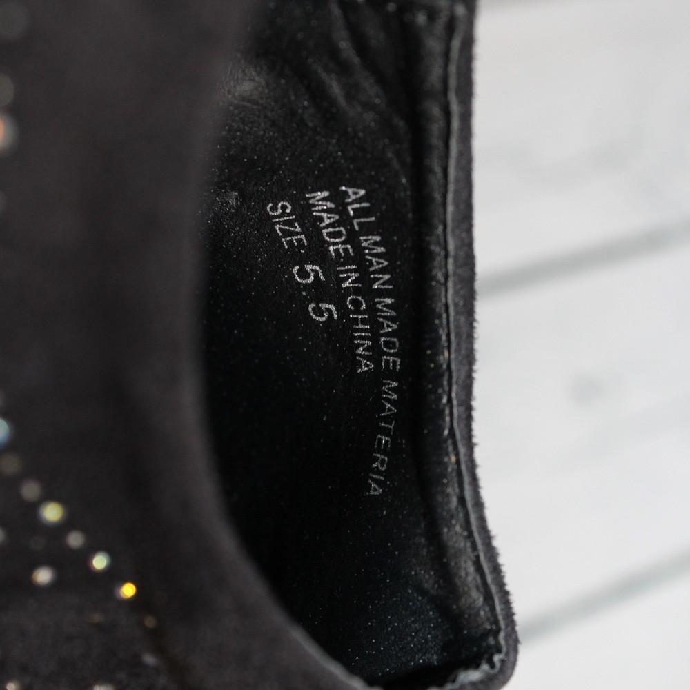 Wild Rose Black Bejeweled Open Toe Ankle Booties - Picture 8 of 8